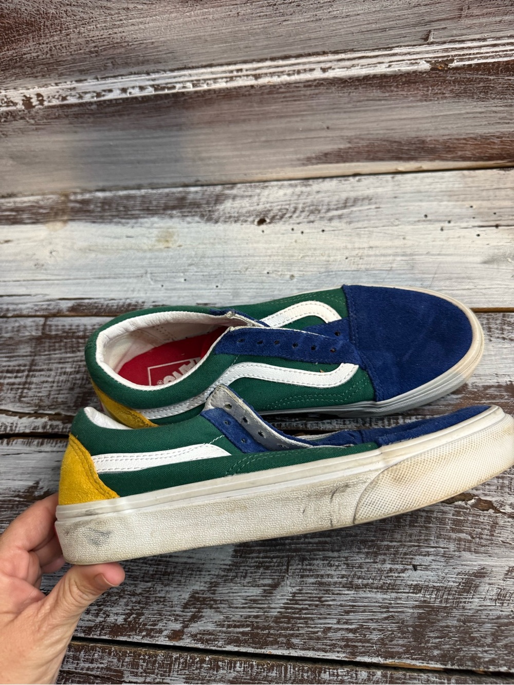 Vans Green & Blue Low-Top Sneakers with White Side Stripe - Picture 3 of 7